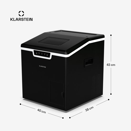 Klarstein IJsblokjesmachine Icefestival Bullet - 20 kg/24 uur, 400 W, 3 liter tank, ijsblokjes & geraspt ijs, roestvrij staal, ijsmachine voor bars, evenementen, keukens, ijsdispenser, zwart,3L 40 cm - voor Thuis voor Feest - Zelfreinigend LED van Klarstein — afbeelding 5