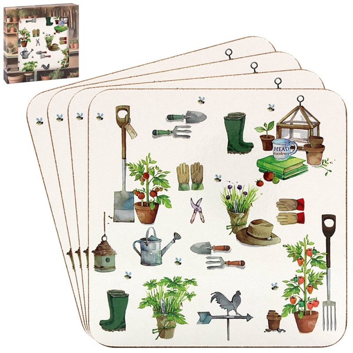 Lesser & Pavey Green Fingers Onderzetters 4 Stuks