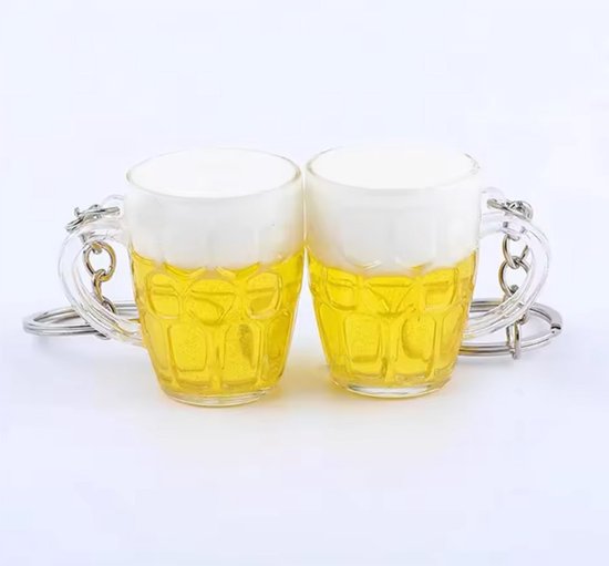 NUOBESTY 2 stuks bierpul sleutelhanger sleutelring bier met