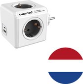 Cubenest Stekkerblok Powercube Origineel USB PD 20W, USB A+C, 4-voudig, wit/grijs, F- type Schuko, max 16A/250V~3680W, Overstroom, Overspanning, Overtemperatuur, Kortsluiting en Thermische Beveiliging