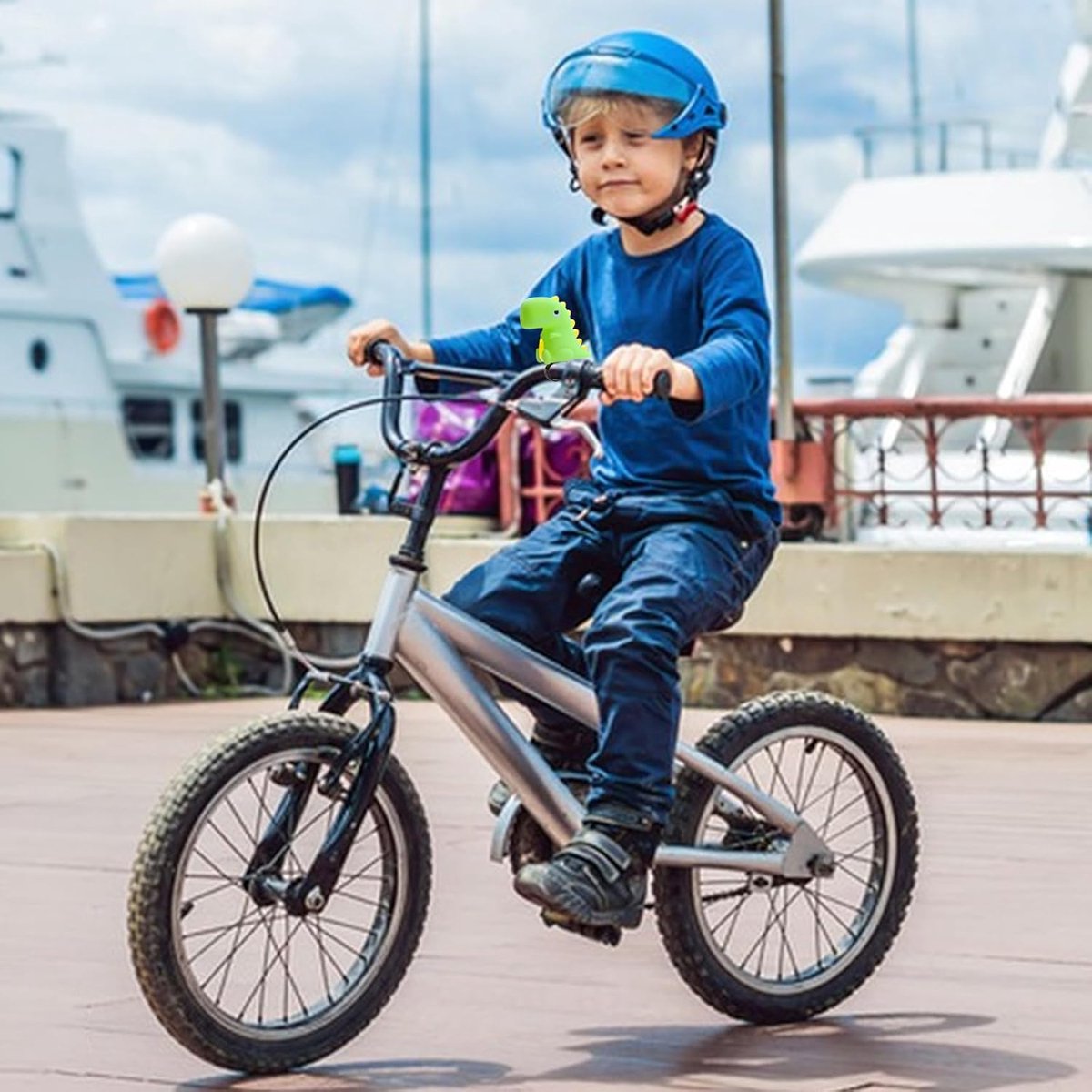 Kinderfietsbel - 120 DB Fietsbel Groen Met Dino Design - Geschikt Voor 22 24 Mm Stuur