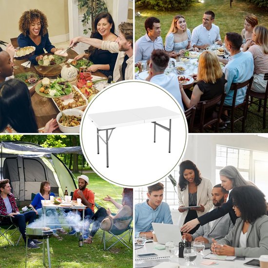 Klaptafel voor camping tuintafel van HDPE poten grijs gelamineerd staal 122 x 61 cm transporttafel voor BBQ picknick camping - inklapbaar - Lichtgewicht - Draagbaar camping table van Merkloos — afbeelding 2