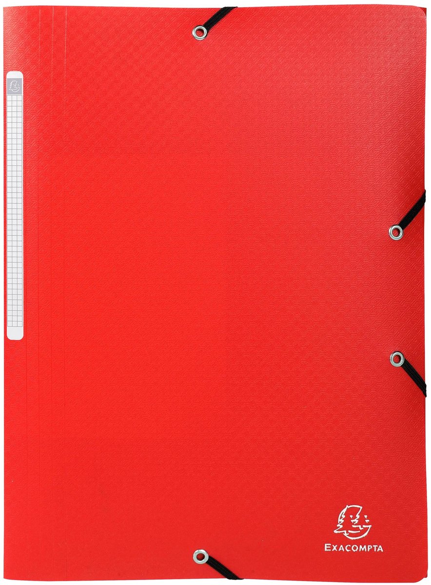 Exacompta Elastomap met 3 kleppen -A4 - PP Opak - Rood - 55085E