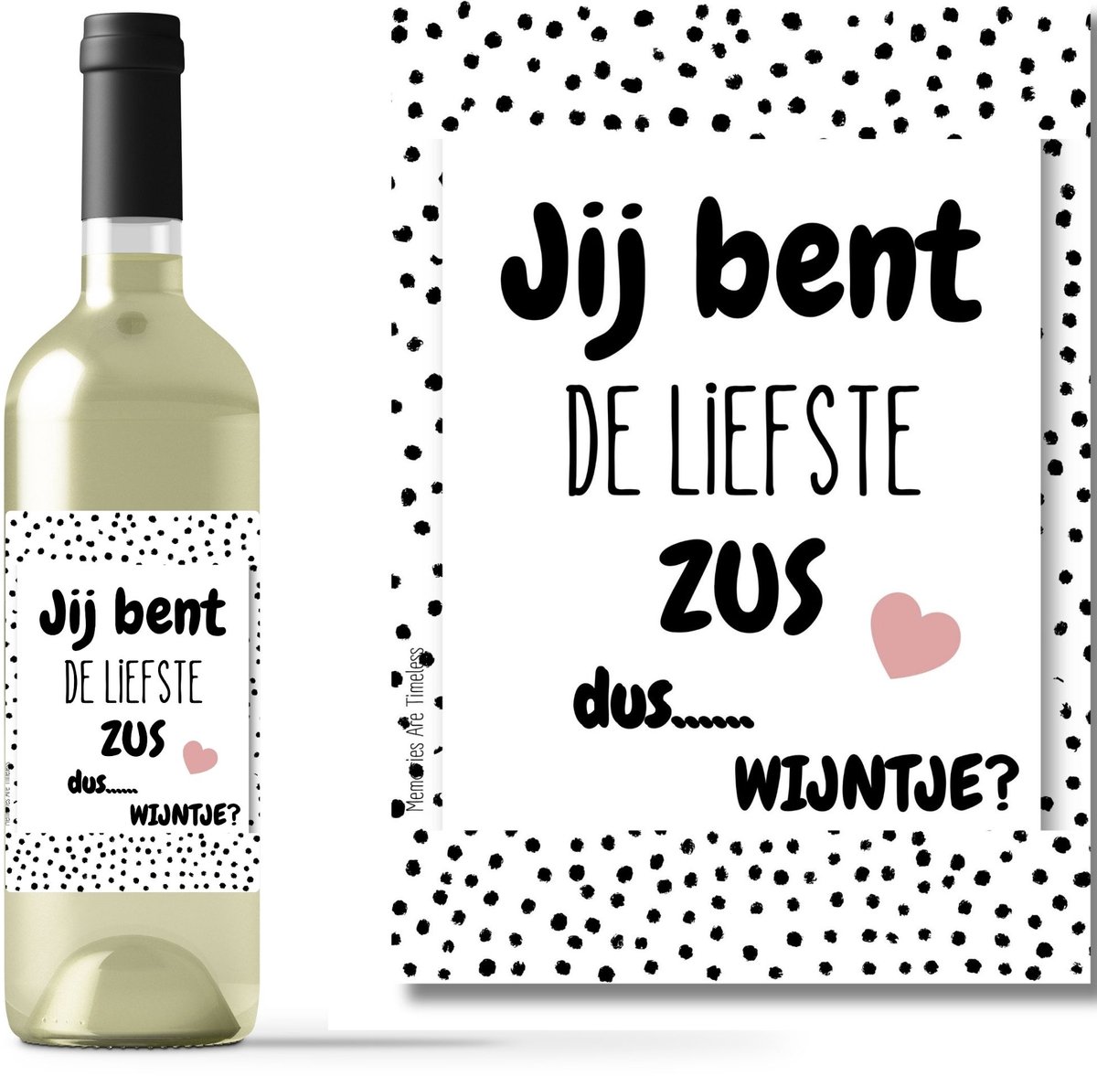 Wijnetiket Cadeau Zus | Flesetiket Sticker Wijnlabel - Persoonlijk en Stijlvol Zussencadeau