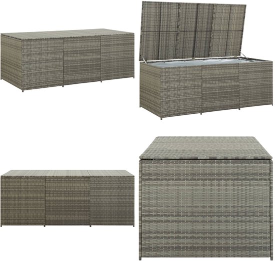 Tuinbox Poly Rattan en Acaciahout 110x50x54 cm Zwart