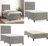 vidaXL Boxspring avec matelas Velours Gris clair 90x200 cm - Boxspring - Sommiers - Lit - Meubles de couchage