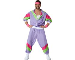 dressforfun - herenkostuum retro 80er 90er jaren joggingpak - lila, L - Verkleedkleding carnaval - Halloween - Verkleden - Feestkleding - Carnavalskleding - Feest - Partykleding