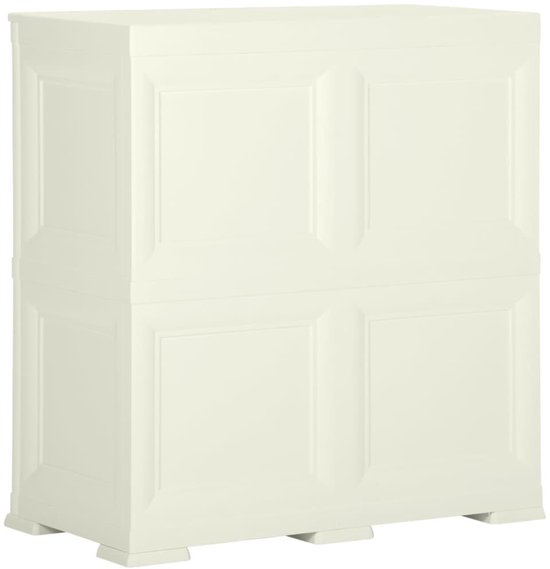 vidaXL Armoire de rangement Aspect bois 79x43x85-5 cm Plastique Couleur glace vanille - Armoire - Armoires - Placard - Casier de rangement