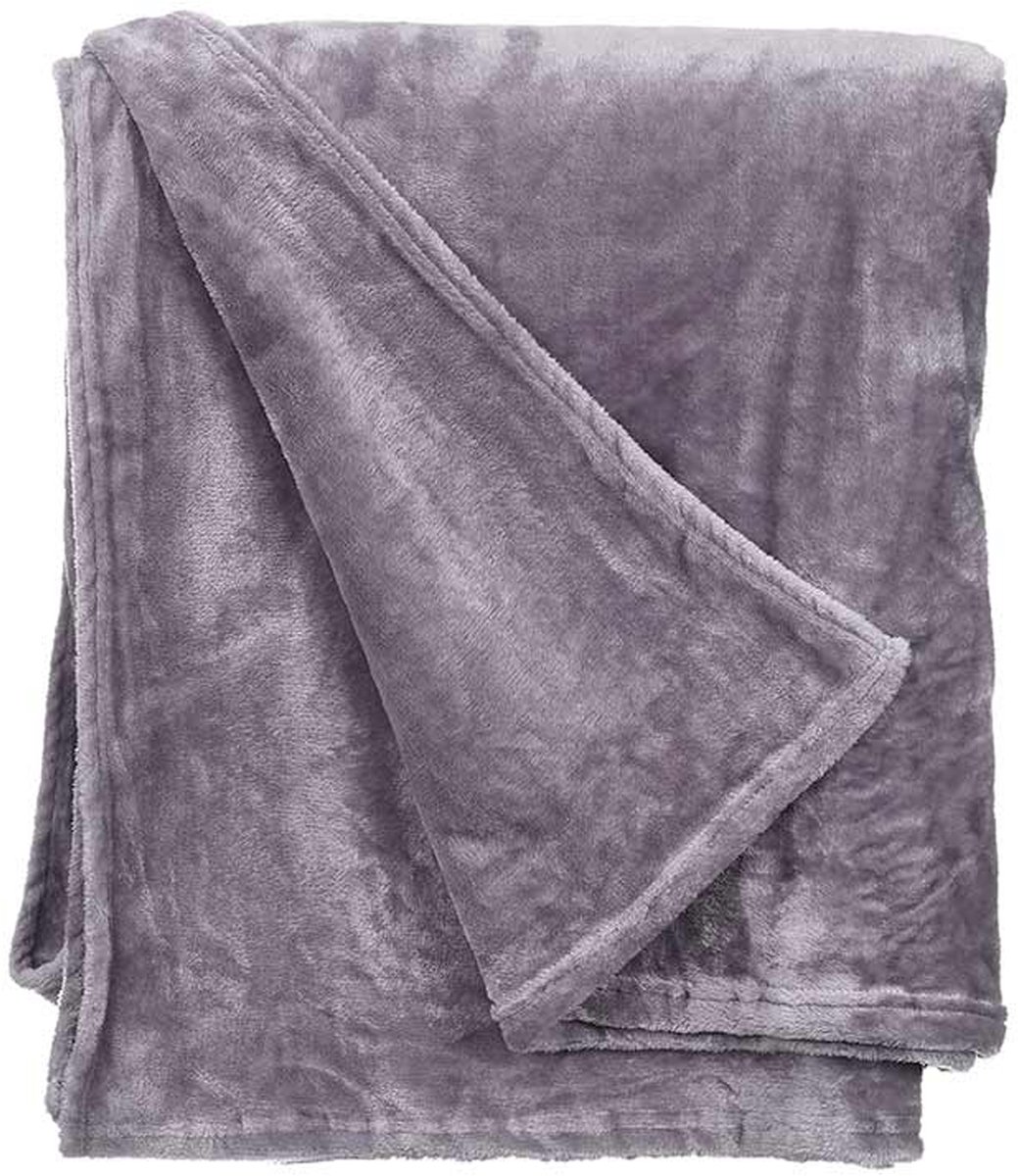 Giftdecor Fleece deken/plaid - lichtgrijs - polyester - XL-formaat - 180 x 220 cm - Fluffy/zachte stof