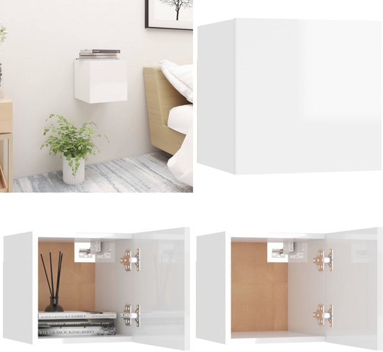 vidaXL Nachtkastjes zwevend 2 st 40x30x15 cm spaanplaat wit en eiken