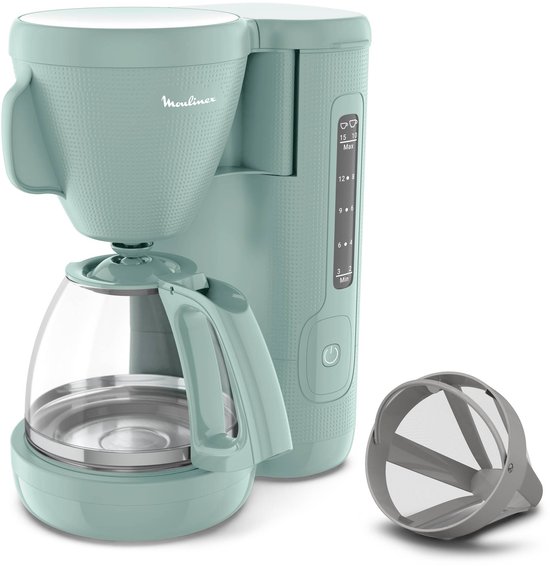 MOULINEX Cafetière filtre 1,25L, Réservoir frontal, Porte-filtre rotatif, Système anti-goutte, Maintien au chaud, Matin FG2M1310