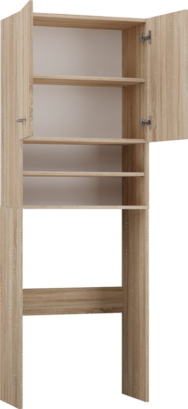 Verhoger kast voor wasmachine óf droger in zwart eiken look | 67x146 cm (BxH