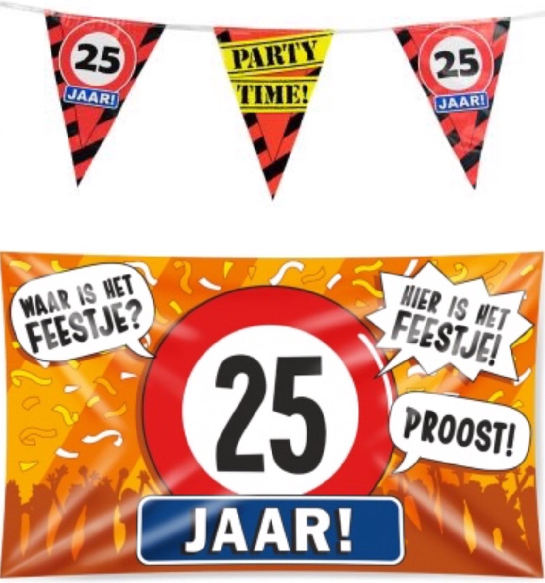 25 jaar verjaardag versiering pakket – vlag – gevelvlag – paperdreams