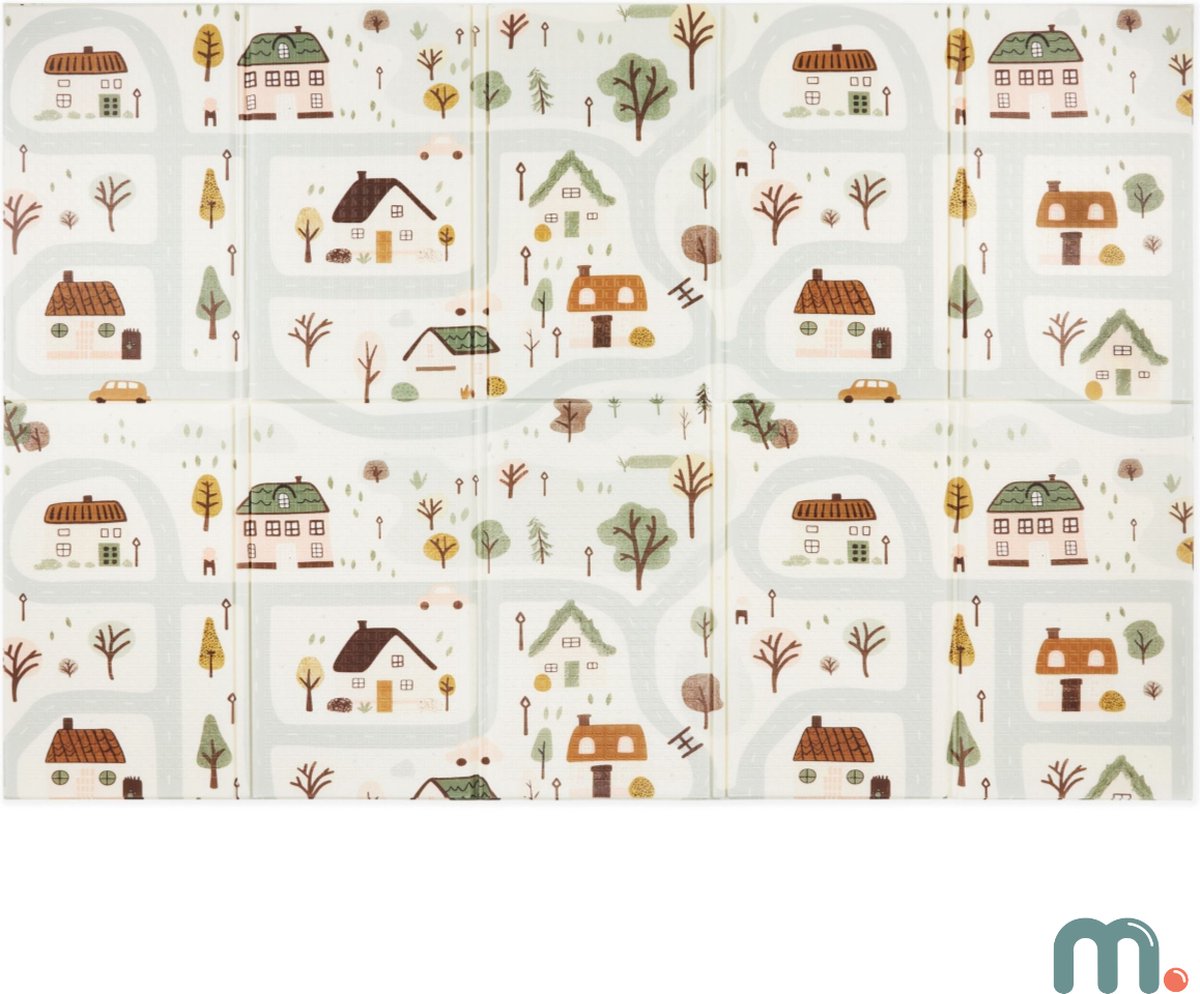 Mamabrum Dubbelzijdige Speelmat Vouwmat - 180 x 120 cm - Stad/Zandbeige — afbeelding 3