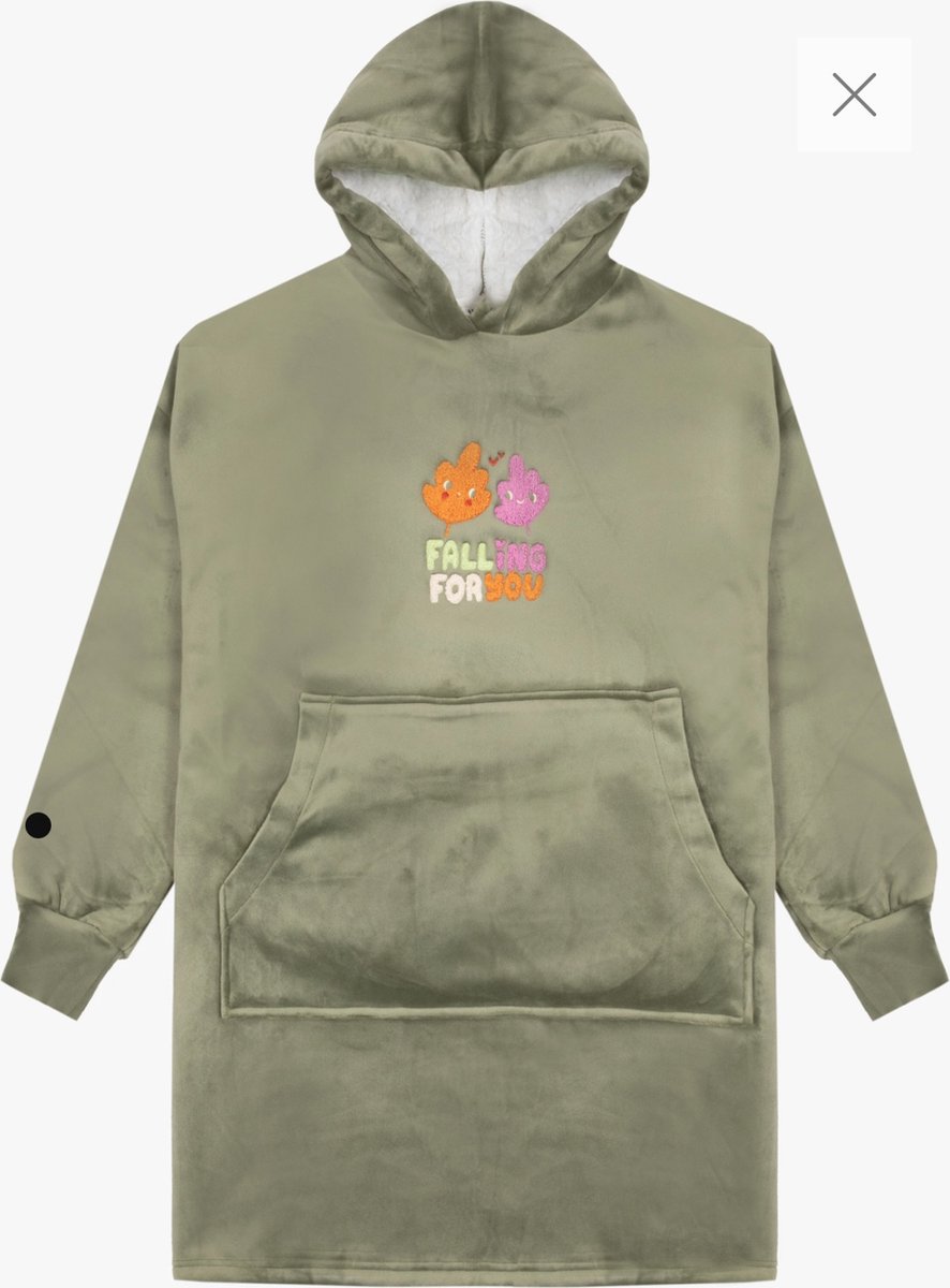Woody Studio oversized hoodie velours - kakigroen - 242-12-YXL-V/753 - kinderen one size