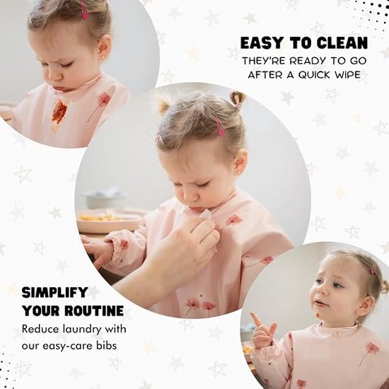 J. Børn Bavoir à manches longues avec bonnet large (6 mois - 2 ans) - Tablier pour vêtements pour tout-petits - Tablier de peinture - Bavoir/tablier Bébé - Bavoir à manches - Bavoir à manches (Haricots)