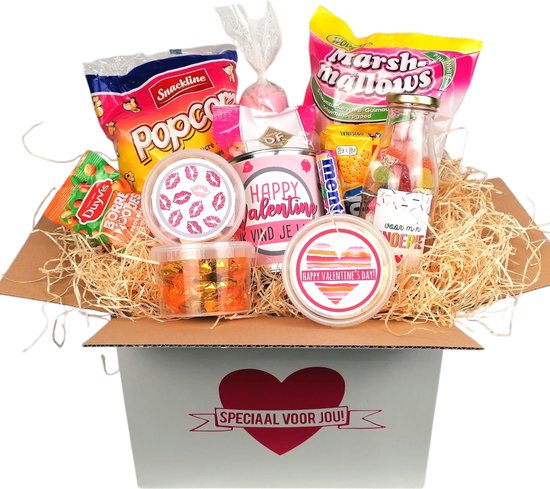 Valentijn cadeau pakket - Speciaal voor jou - o.a Tony chocolade - hartjes - toffee- Valentijn box vol heerlijkheden