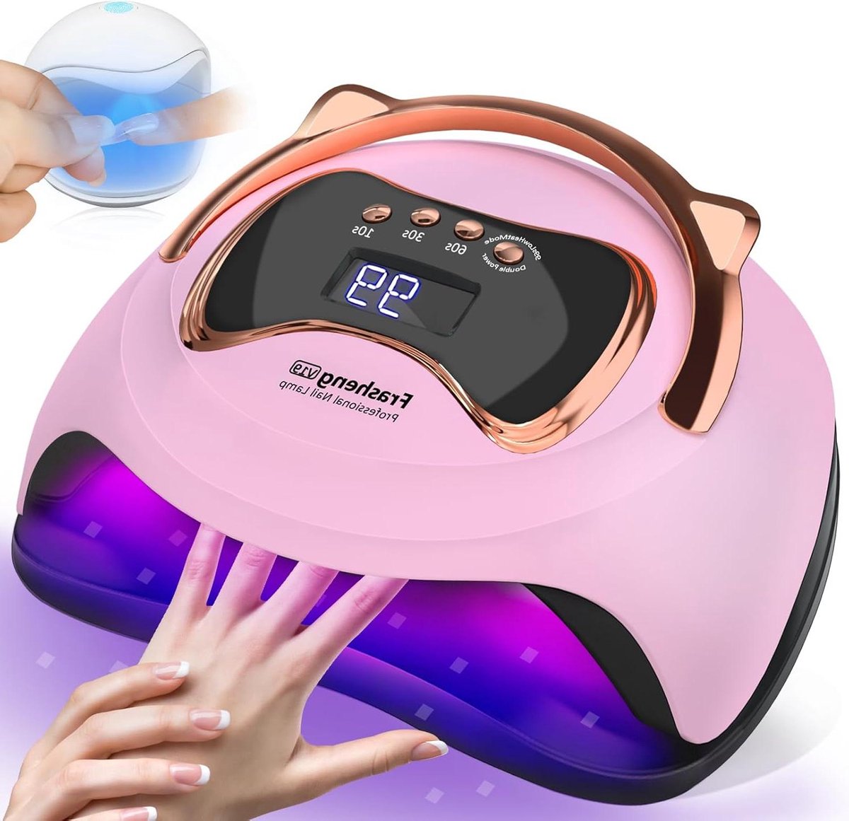 Nageldroger lamp uv-ledlamp voor nagels - Nieuw kattenoordesign - Professionele nagellamp met 4 timers - Afneembare basis - Alle gelnagellak