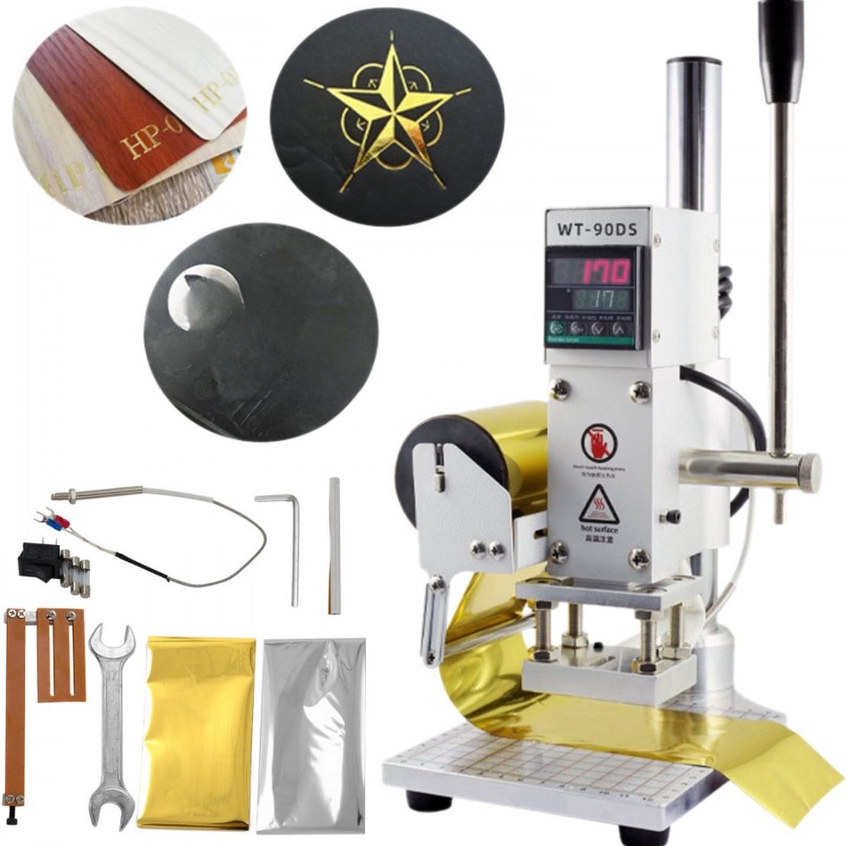 Foliedruk embossing machine 5x7cm hot stamping roestvrij staal voor PVC leerpapier