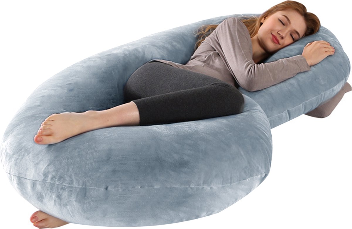 CALIYO Zwangerschapskussen C-vorm - Zijslaapkussen XL - Lichaamskussen - Voedingskussen - Body Pillow - Afneembare Katoenen Hoes