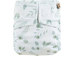 HappyBear | All In One wasbare luier - Botanical | One Size - 4kg t/m 15kg | Te gebruiken vanaf geboorte tot zindelijkheid | Dubbele lekgoten - minder kans op lekkages | Handige klittenbandsluiting