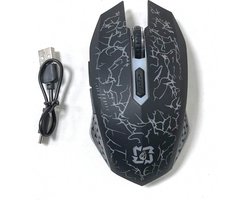 S&E 2.4GHz & Bluetooth Dual Mode Draadloze Gaming Muis – Crack Design – RGB Verlichting – Stil – Oplaadbaar – Instelbare DPI (3 Niveaus)
