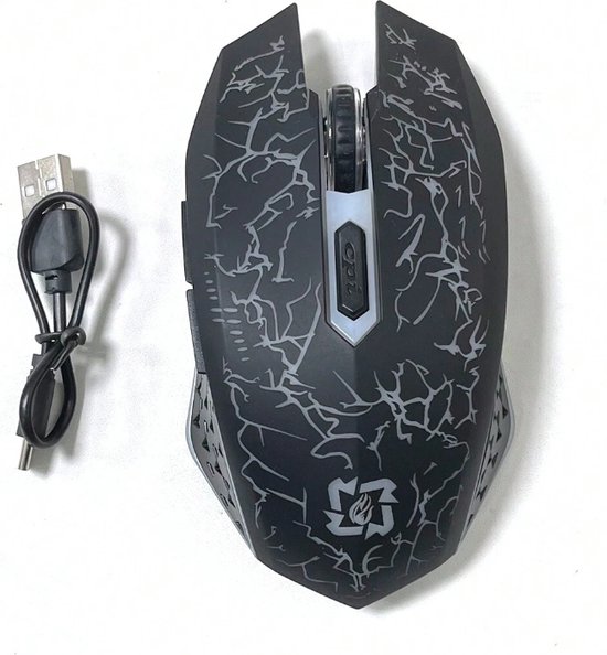 S&E 2.4GHz & Bluetooth Dual Mode Draadloze Gaming Muis - Crack Design - RGB Verlichting - Stil - Oplaadbaar - Instelbare DPI (3 Niveaus)