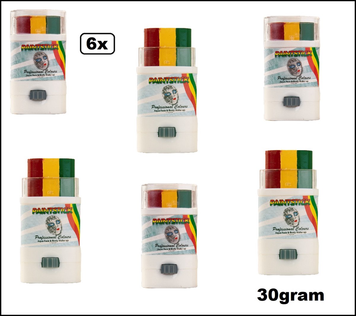 6x PXP Professional Colours Paintstick - Carnaval rasta optocht thema feest festival