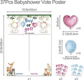 Geslachtsbekendmaking Stembord Olifantjes – 37-Delige Interactieve Decoratie – Jongen of Meisje – Feestversiering & Stemmen - Wit - B4.1