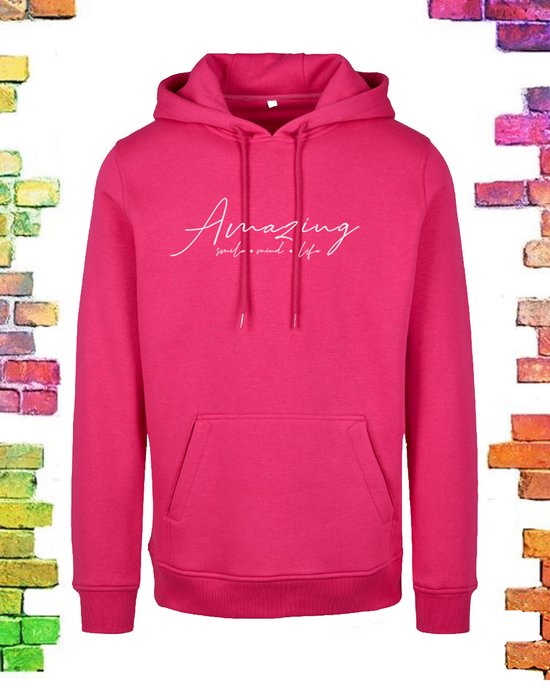 Sweat à capuche femme rose fuchsia « Amazing » | taille 3XL-46/48