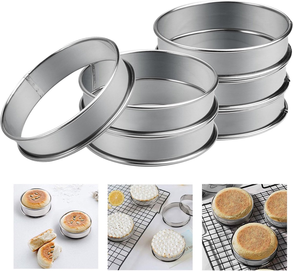 La'Moussawi ® Dessertringen Set van 6 Stuks voor Bakken en Koken, Ronde Vorm