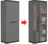 DailySupplies® Tuinkast - Tuinkist - Tuinkasten voor Buiten - Tuinberging - Kunststof - 70x40x170cm - Zwart met Grijs