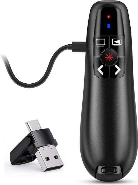 Usb Powerpoint Clicker 2-in-1 USB Type C Presentatie Clicker voor PowerPoint Presentaties ...