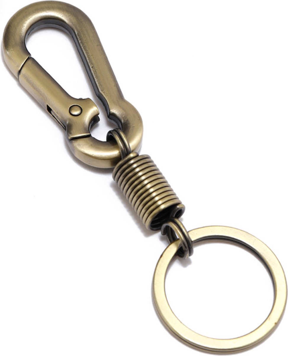 Travel Cords - Sleutelhanger Mat Goud Karabijnhaak Sluiting S - autosleutels - robuust - stevige sluiting - stevig - metaal stoer - hoogwaardige kwaliteit