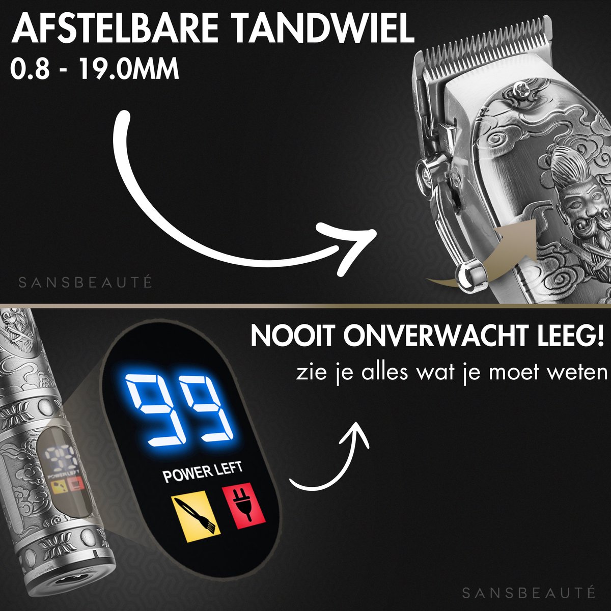 Professionele Draadloze 4-in-1 Tondeuse - Sansbeauté - Tondeuse Mannen Hoofdhaar - Cheveux Haar - Haartrimmer - Kapper Haar Machine - Haartondeuse - Trimmer Baard - Barbe Hair Clipper - Kapper Buddha Trimmer - Barber Set - Kappersset thumbnail 4