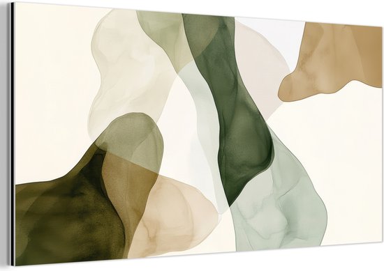 Tableau aluminium 80x40 cm - Décoration murale métal - Japandi - Abstrait - Vert - Décoration murale métal salon - Décoration industrielle - Photo sur dibond - Accessoires industriels chambre