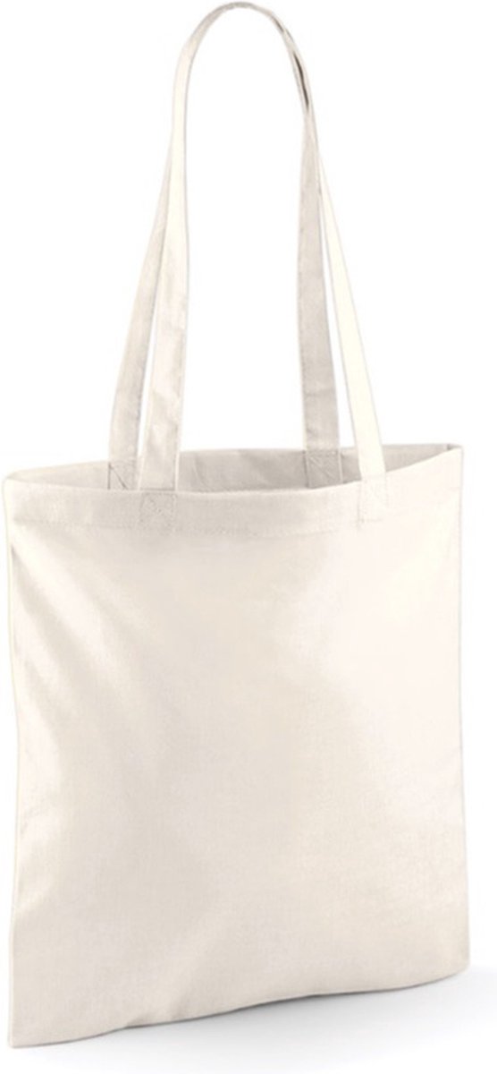 Draagtasje met hengsels - naturel - 42x38 cm - katoen - 10 liter - boodschappen - gymtas - voor kinderen en volwassenen