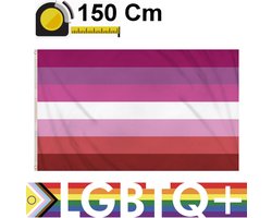 Henbrandt - Vlag Lesbisch - Gay Pride Vlag van Polyester - Lesbiennes - Lesbian Flag - Afm 150 x 90 Cm - Met Dubbel Gestikte Naden en Metalen Oogjes - Pride Vlag - Vlaggen - Flag - LGBTQ - Polyester