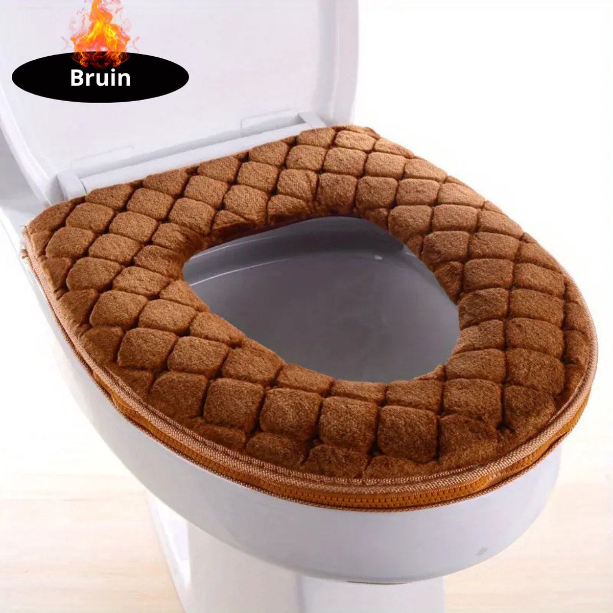 Nivard Wasbare Toiletbril Cover - Wc Bril Hoes - Toiletbril - Wc Deksel - Toiletafdekking - Verwarmde Wc Bril - Bruin