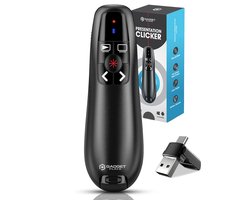 Gadgetplace Professionele Draadloze Presenter met Rode Laser Pointer - Tot 30M bereik - PowerPoint Afstandsbediening - Presentatie Klikker