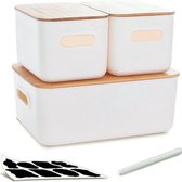 Lot De 4 Bacs De Rangement En Plastique Blanc - 24.5x18x10 Cm - Avec Poignées, Empilables - Pour Cuisine, Salle De Bain, Chambre