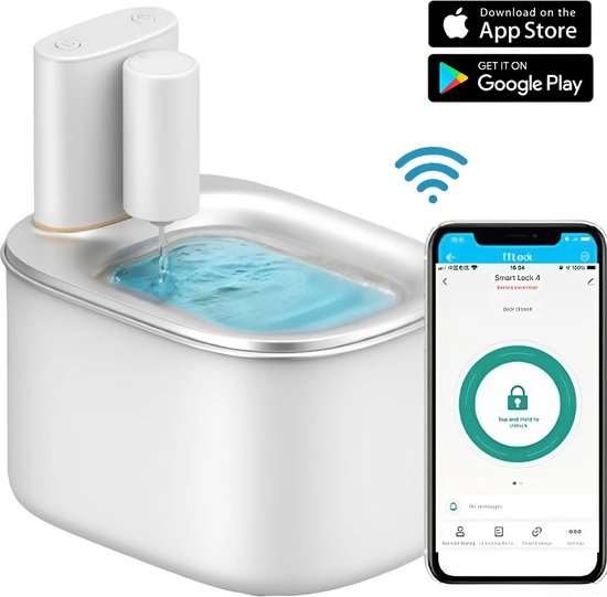 QECK!® - Drinkfontein - Automatische Drinkfontein - voor Hond&Kat – Draadloze drink Fontijn– Duurzaam – incl. 4 filters – met app-bediening – Waterdispenser - Waterfontein Kat – Drinkbak Hond – 2 Liter