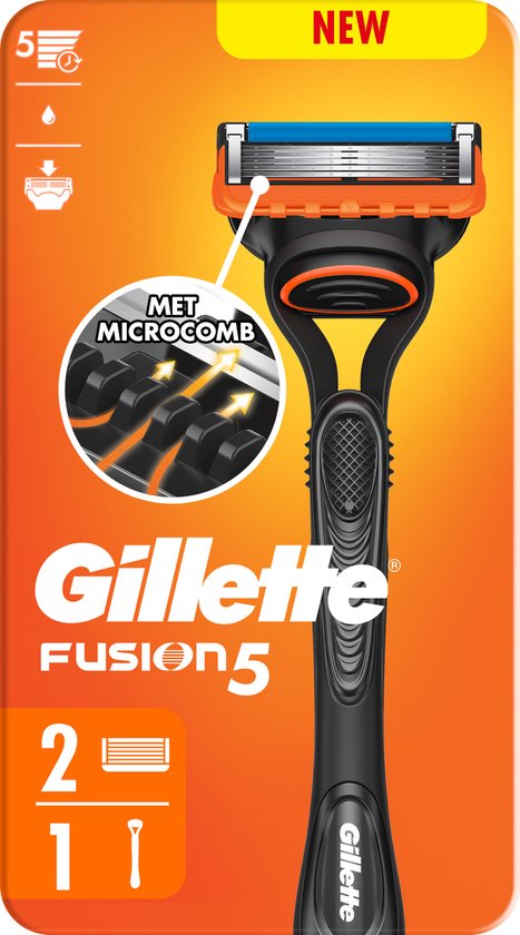 Gillette Fusion5 Scheermes voor Mannen - 1 Gillette Handvat + 2 Navulmesjes