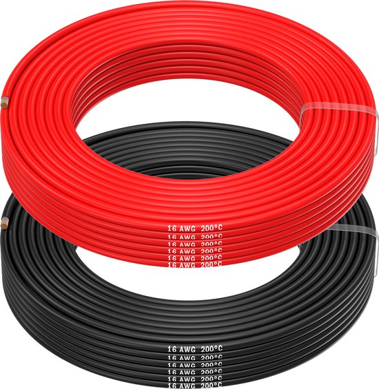 MMOBIEL 16 AWG Siliconen Elektrische Draad - 16 Gauge (1,31mm²) Vertinde Koperkabel - 2 Aparte Draden Rood & Zwart Elk 20 m voor RC, Drones, 3D Printers, Batterijen, Luidsprekerdraden, Led Strips