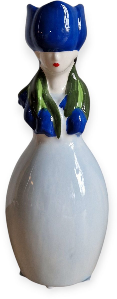Daan Kromhout - Vaas - Tulpenvaas - Lucy Dutch Woman - Lichtblauw, Blauw - Keramiek - 22 cm