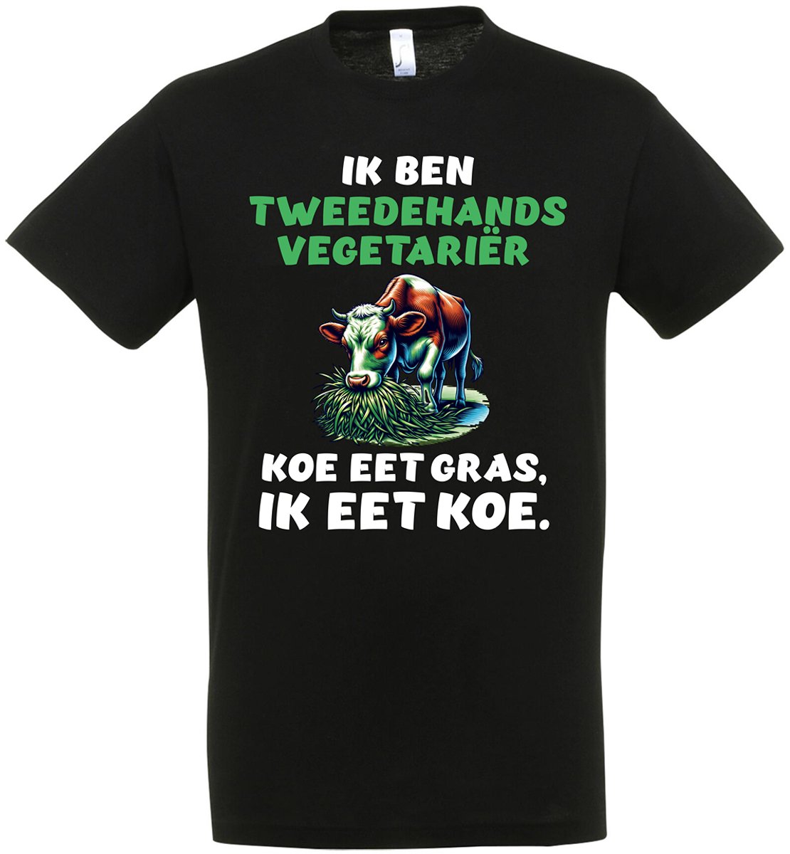 Ik Ben Tweedehands Vegetariër T-shirt - Koe Eet Gras - Ik Eet Koe - Grappig T-shirt - Feestje - Humor - Maat L