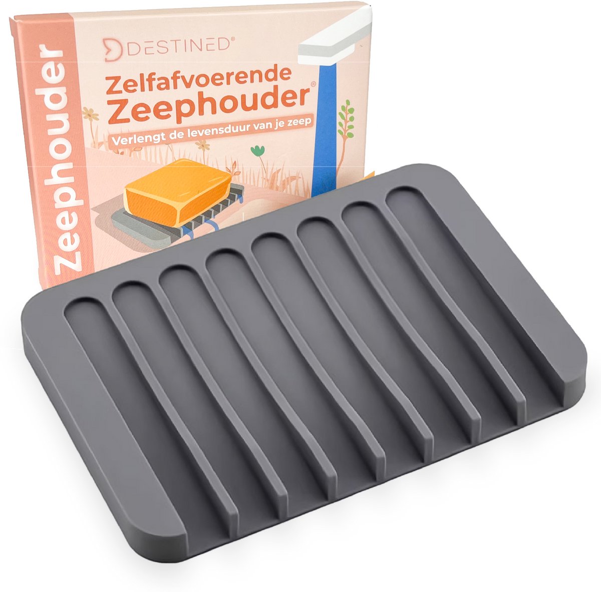 Destined® Zeepbakje - Badkamer Accessoires - Zeephouder - Grijs