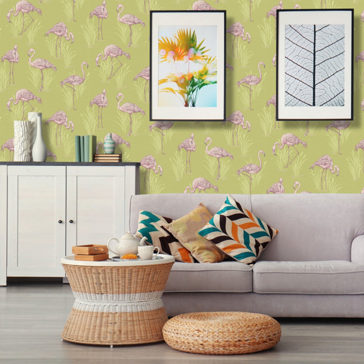FLAMINGO BEHANG GROEN ARTHOUSE 252606
