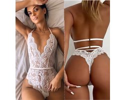 CHPN - Sexy Bodystocking - Sexy Lingerie - Bodysuit - Sexy Body - Wit - Lace - Kant - Mooie lingerie - One size - Sexy set