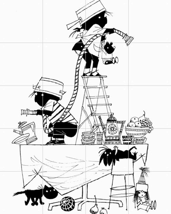 IXXI Pompiers, Fiep Westendorp - 80 x 100 cm - Support mural amovible - Grande décoration murale et posters - Illustrations, Dessin animé, Ludique, Chambre d'enfant